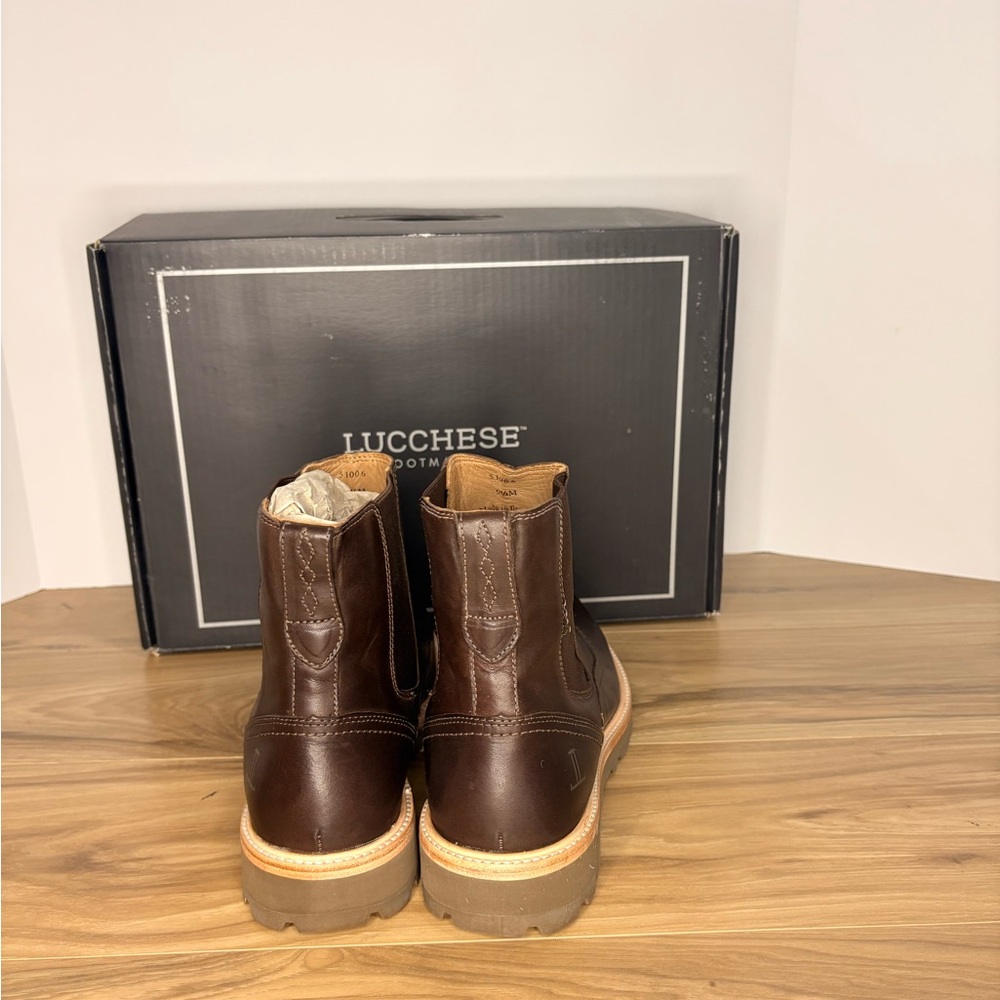 Lucchese Dark Brown Leather Chelsea Boots - Picture 3 of 6